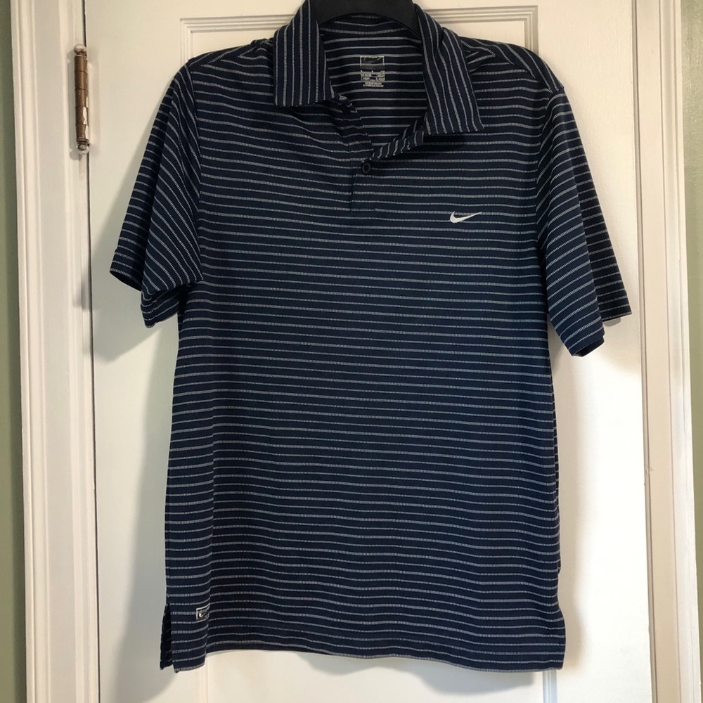 Navy and White Nike Polo - Small